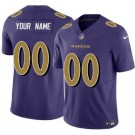 Men's Baltimore Ravens Customized Limited Purple FUSE Rush Color Jersey