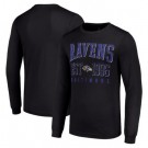 Men's Baltimore Ravens Starter Black Throwback Logo Long Sleeve T Shirt