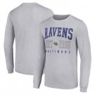 Men's Baltimore Ravens Starter Gray Throwback Logo Long Sleeve T Shirt