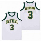 Men's Bethel Bruins #3 Allen Iverson White Basketball Jersey