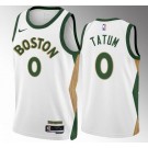 Men's Boston Celtics #0 Jayson Tatum White 2023 City Icon Heat Press Jersey