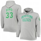 Men's Boston Celtics #33 Larry Bird Gray Hardwood Classics Throwback Pullover Hoodie