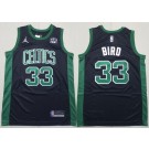 Men's Boston Celtics #33 Larry Bird Green Black Statement Sponsor Swingman Jersey
