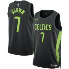 Men's Boston Celtics #7 Jaylen Brown Black 2024 City Heat Press Jersey
