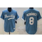 Men's Brooklyn Dodgers #8 Enrique Hernandez Light Blue Cooperstown Collection Cool Base Jersey