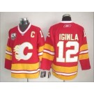 Men's Calgary Flames #12 Jarome Iginla Red Throwback Jersey