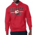 Men's Calgary Flames Starter Red Mesh Look Team Name Logo Tri Blend Pullover Hoodie