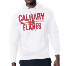 Men's Calgary Flames Starter White Mesh Look Team Name Logo Tri Blend Pullover Hoodie
