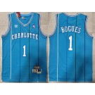 Men's Charlotte Hornets #1 Tyrone Bogues Blue Hollywood Classic Swingman Jersey
