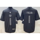 Men's Chicago Bears #1 Justin Fields Limited Black RFLCTV Jersey