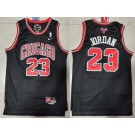 Men's Chicago Bulls #23 Michael Jordan Black Bull Logo Nike Throwback Swingman Jersey