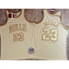Men's Chicago Bulls #23 Michael Jordan Cream Gold 1997 Throwback Authentic Jersey