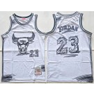 Men's Chicago Bulls #23 Michael Jordan White Sketch Swingman Jersey