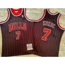 Men's Chicago Bulls #7 Toni Kukoc Black Stripes 1995 Throwback Authentic Jersey
