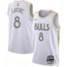Men's Chicago Bulls #8 Zach Lavine White 2024 City Heat Press Jersey