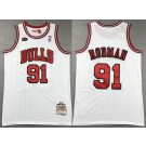 Men's Chicago Bulls #91 Dennis Rodman White 1997 Finals Throwback Swingman Jersey