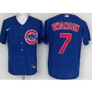 Men's Chicago Cubs #7 Dansby Swanson Blue Cool Base Jersey