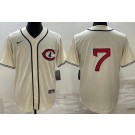 Men's Chicago Cubs #7 Dansby Swanson Cream 2022 Field of Dreams Cool Base Jersey