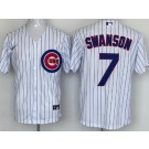 Men's Chicago Cubs #7 Dansby Swanson White Cool Base Jersey