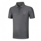 Men's Chicago Cubs Anthracite Collection Striped Performance Pique Polo