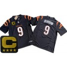 Men's Cincinnati Bengals #9 Joe Burrow Limited Black C Patch FUSE Vapor Jersey