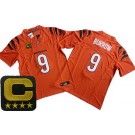 Men's Cincinnati Bengals #9 Joe Burrow Limited Orange C Patch FUSE Vapor Jersey