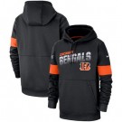 Men's Cincinnati Bengals Black Sideline Arch Jersey Performance Pullover Hoodie