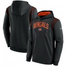 Men's Cincinnati Bengals Black Sideline Athletic Stack Performance Pullover Hoodie