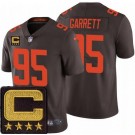Men's Cleveland Browns #95 Myles Garrett Limited Brown Alternate 2022 Captain Patch Vapor Jersey