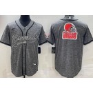 Men's Cleveland Browns Blank Limited Gray Gridiron Team Logo Baseball Jersey