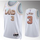 Men's Cleveland Cavaliers #3 Caris Levert White 2022 City Icon Heat Press Jersey