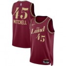 Men's Cleveland Cavaliers #45 Donovan Mitchell Red 2023 City Icon Heat Press Jersey