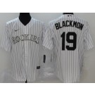 Men's Colorado Rockies #19 Charlie Blackmon White Cool Base Jersey