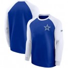 Men's Dallas Cowboys Blue Historic Raglan Crew Performance Sweater