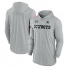 Men's Dallas Cowboys Gray 2024 Salute to Service Lightweight Performance Long Sleeve Hooded T Shirt