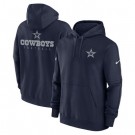 Men's Dallas Cowboys Navy Sideline Club Fleece Pullover Hoodie