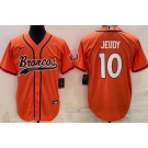 Men's Denver Broncos #10 Jerry Jeudy Limited Orange Baseball Jersey