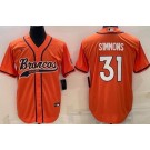 Men's Denver Broncos #31 Justin Simmons Limited Orange Baseball Jersey