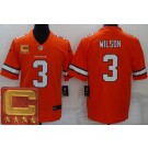 Men's Denver Broncos #3 Russell Wilson Limited Orange Alternate 2022 Captain Patch Vapor Jersey