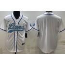 Men's Detroit Lions Blank Limited White Baseball Jersey