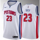 Men's Detroit Pistons #23 Jaden Ivey White Icon Heat Press Jersey