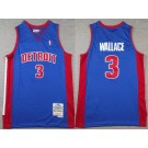 Men's Detroit Pistons #3 Ben Wallace Blue 2003 Throwback Swingman Jersey