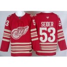 Men's Detroit Red Wings #53 Moritz Seider Red Centennial Authentic Jersey