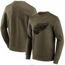 Men's Detroit Red Wings Khaki Iconic Preferred Logo Graphic Crew Sweatshirt