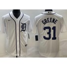 Men's Detroit Tigers #31 Riley Greene White Cool Base Jersey