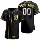 Men's Detroit Tigers Customized Black Gold Authentic Jersey