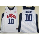 Men's Dream 10 USA #10 Kobe Bryant White Swingman Jersey