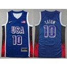 Men's Dream 16 USA #10 Jayson Tatum Navy 2024 Swingman Jersey