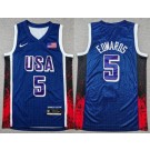 Men's Dream 16 USA #5 Anthony Edwards Navy 2024 Swingman Jersey