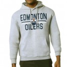 Men's Edmonton Oilers Starter Gray Mesh Look Team Name Logo Tri Blend Pullover Hoodie